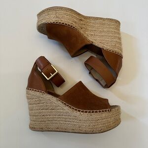 Marc Fisher Alita Platform Wedge Espadrille Sandal Tan Size 7